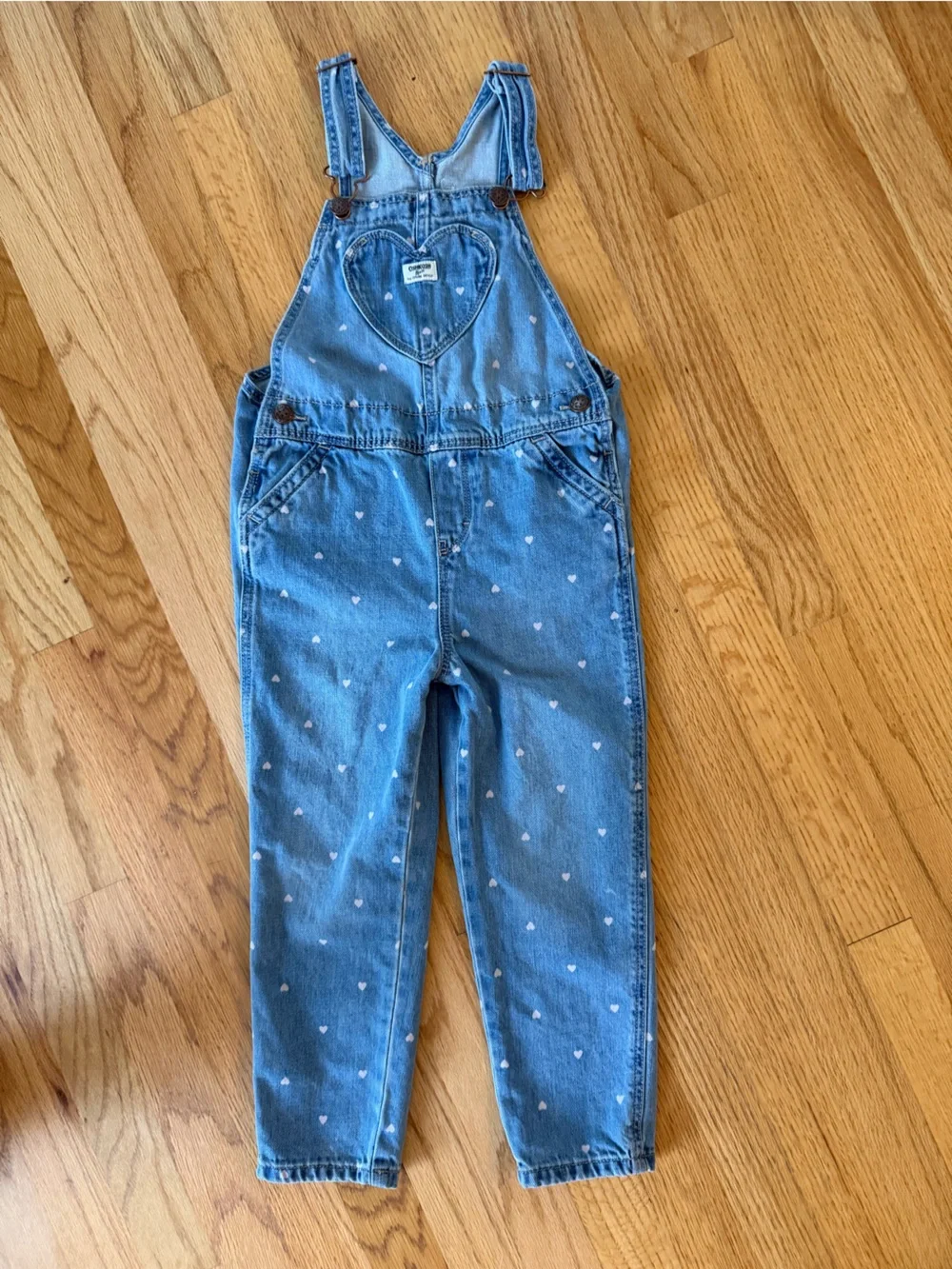 Osh Kosh Bgosh Kids Heart-Print Denim Overalls sz 5t